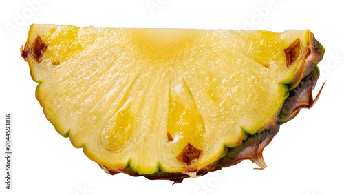 Cuadro en lienzo Juicy pineapple slice with green spiky rind and yellow flesh