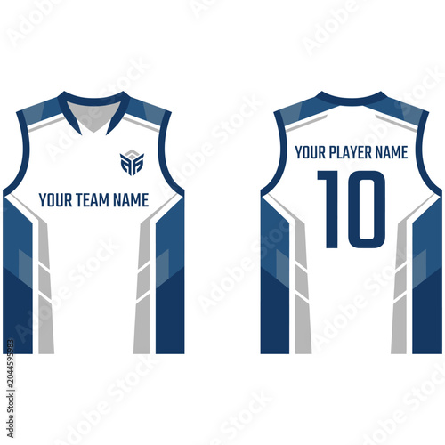 Professional sports jersey mockup front and back view white and blue