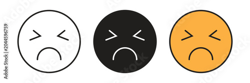 Фотография Sad Expression Face Icon or Squinting Sad Emoji
