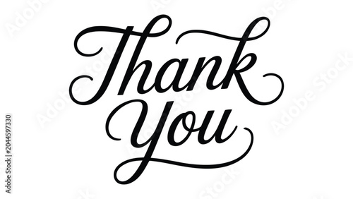 Cuadro en lienzo elegant thank you calligraphy lettering design with decorative swashes, handwri