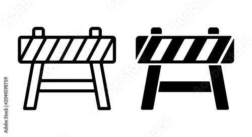 Schilderij op canvas Construction Barrier Icons, Traffic Safety Warning Sign Vector Set, Road Work Ha