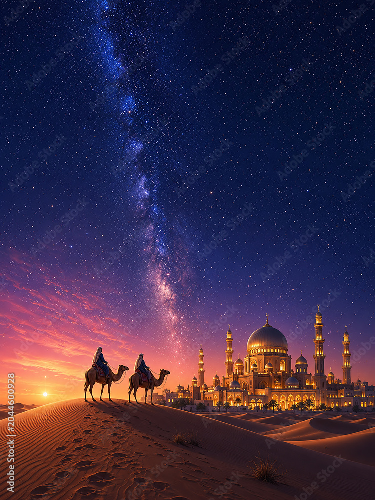 Fototapeta premium Isra miraj template post design 3