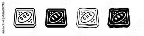 Foto Bread and Butter Icon Set, Breakfast Toast with Pats, Bakery and Morning Meal Sy