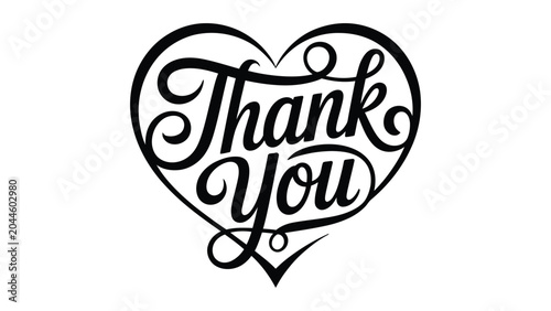 Schilderij op canvas thank you heart shaped calligraphy typography with elegant handwritten script le