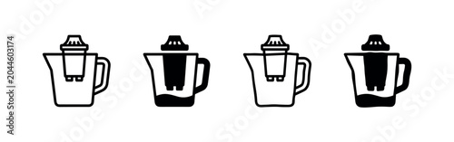 фотографія Water filter jug icon set, representing hydration and clean water in various design styles for health and home