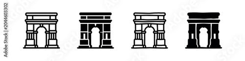 Εκτύπωση καμβά Triumphal Arch landmark icon set, representing historical monuments, travel destinations, and architectural heritage