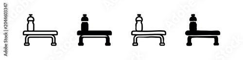 Tableau sur toile Minimalist chair with bottle backrest icon set, representing abstract furniture design and modern decor