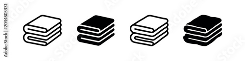 Bilde på lerret Stack of folded towels, laundry and hygiene icons.