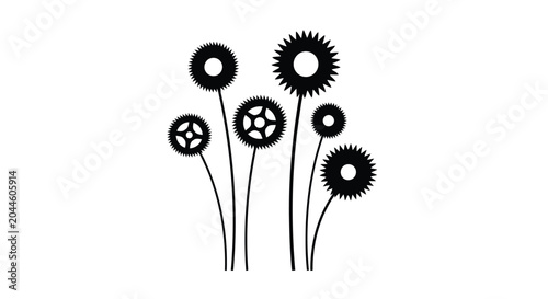 Fotografie Black gear flowers on stems