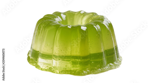 Fotografie Green layered jelly dessert in fluted mold