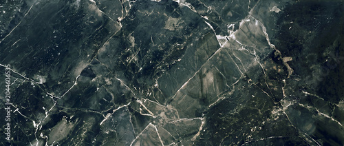 Tableau sur toile Marble texture background in dark green with white silver veins on a polished st