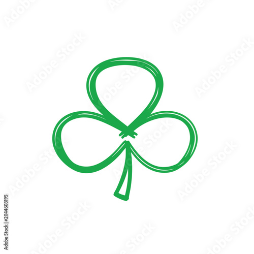 Minimalist green shamrock clover icon isolated on white background.