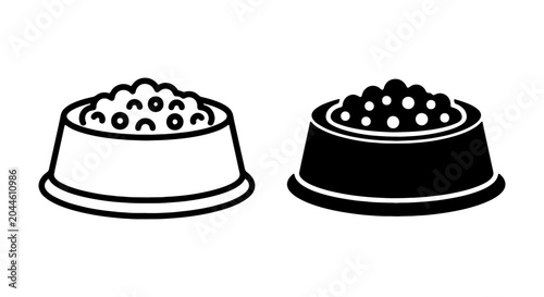 Photos Pet Food Bowl Icons, Animal Nutrition Dish Vector Graphics, Pet Care Meal Suppli