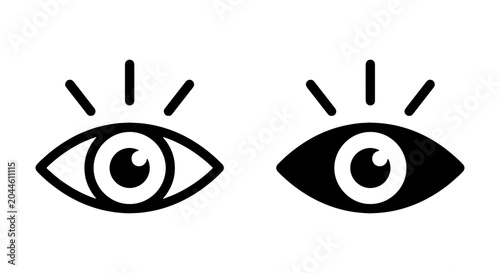 Quadro su tela Two Simple Black Eye Icons, Vision Symbol, Ophthalmology, Sight, Perception, Awa