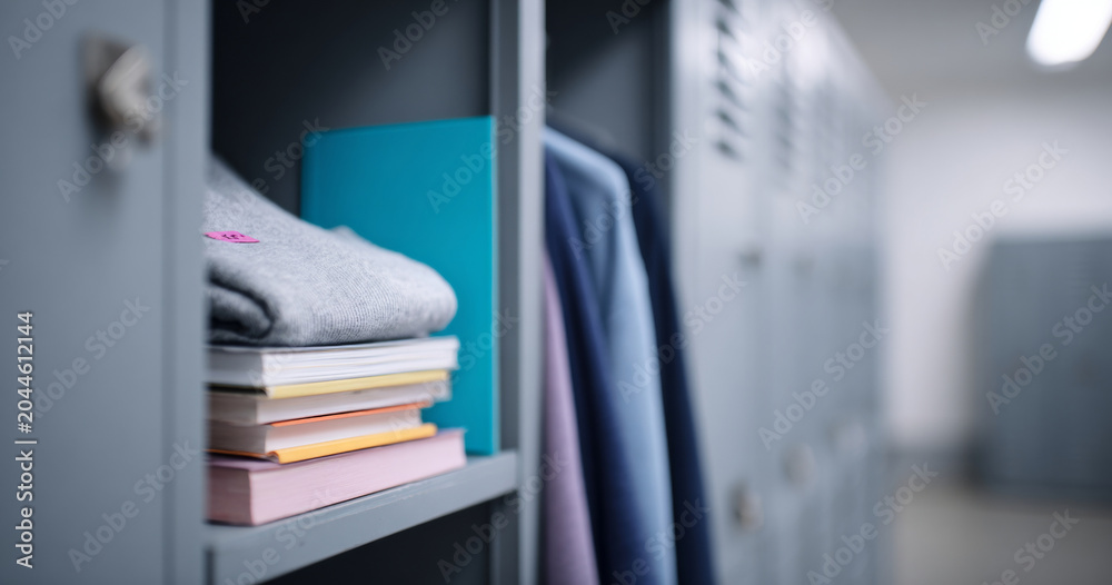 Fototapeta premium School locker with books and sweater inside