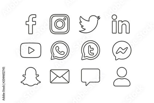 Social media icons on grey background with messaging and connectivity symbols