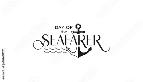 Foto Elegant black and white typography design for day of seafarer
