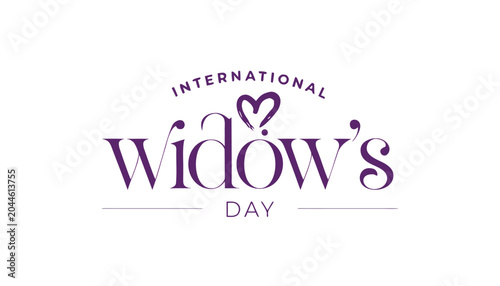 Fényképezés Purple text design for international widow day with heart symbol