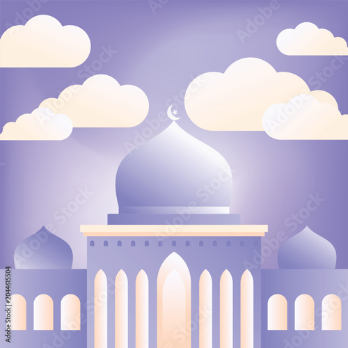 Foto Islamic New Year 1 Muharram vector illustration background with mosque dome and