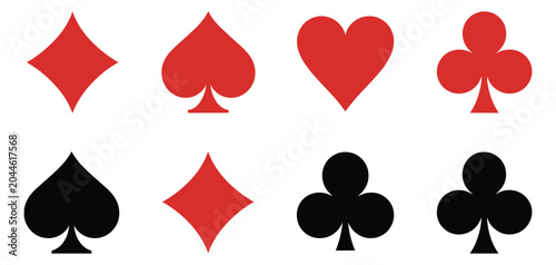 Konstfotografi Card suit symbol set vector, playing card icons featuring hearts diamonds clubs