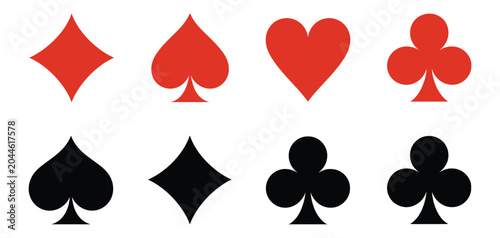 Canvastavla Card suit symbol set vector, elegant playing card symbols hearts diamonds clubs