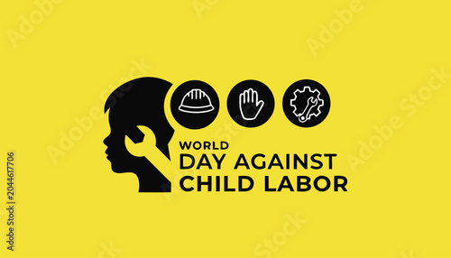 Obraz na płótnie World day against child labor graphic design with yellow background