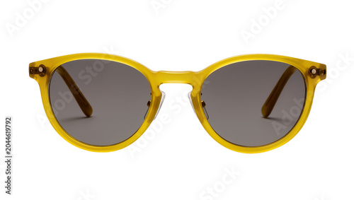Fotografía Round yellow acetate sunglasses with grey lenses