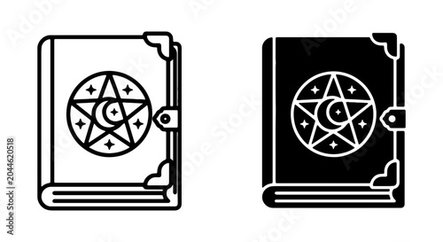 Bilde på lerret Mystical Grimoire Vector Icons, Ancient Spellbook Symbols, Esoteric Knowledge Gr