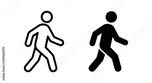 Foto Walking Person Icons, Silhouette, Outline, Human Figure, Movement, Simple, Black