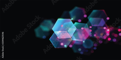 Schilderij op canvas An abstract background of colorful 3D cubes and shiny crystal diamond shapes cre