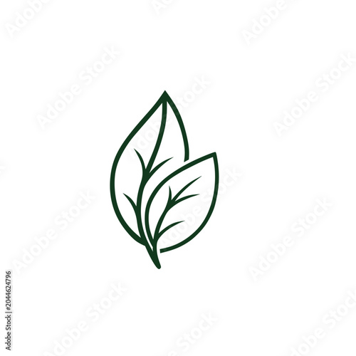 Minimalist green leaf icon on white background for eco branding
