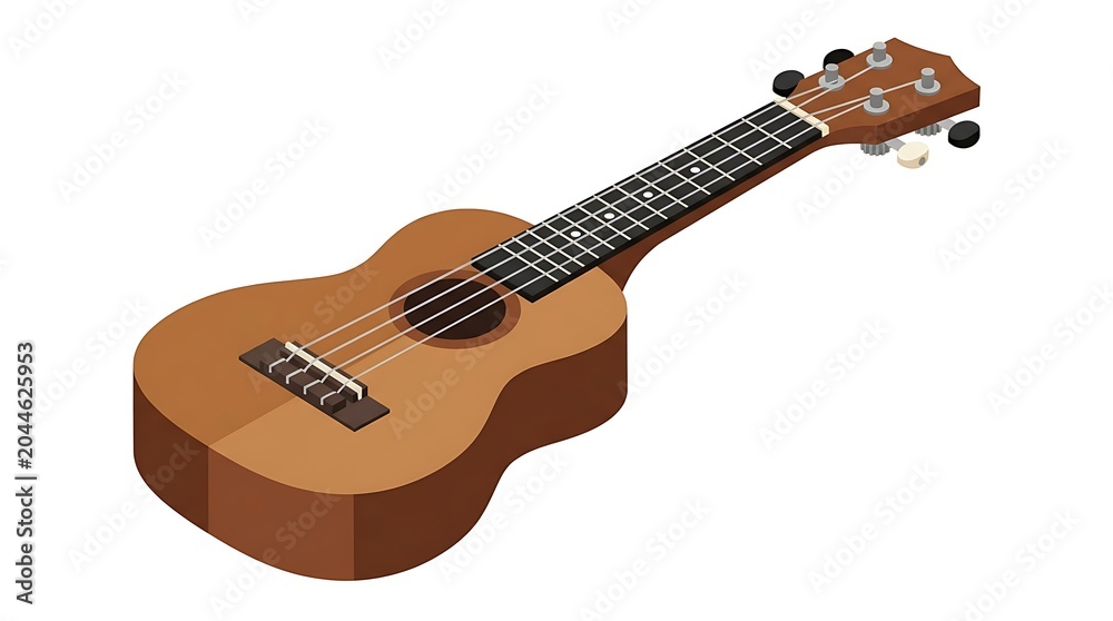 Fototapeta premium Wooden ukulele instrument on white background