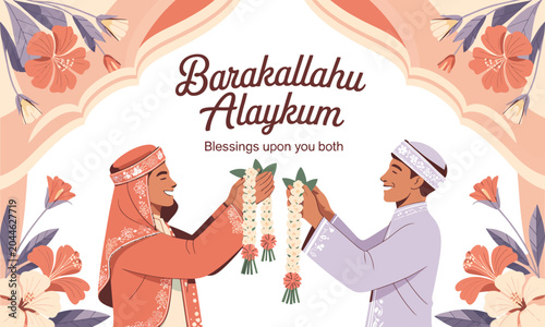 Muslim men exchanging gifts on special occasion.
