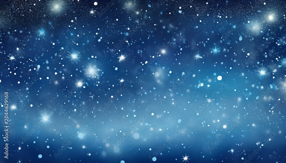 Fototapeta premium Soft Blue Snowy Speckles On Night Sky Background Creating A Starry Effect