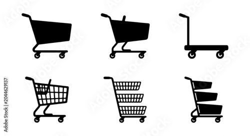 Quadro su tela Shopping Cart Icons Set, Retail Trolley Collection, E-commerce Delivery Carts