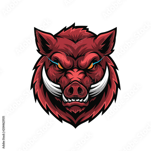 Tableau sur toile Red Boar Wild Animal Head Portrait.