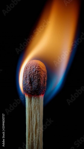 Match stick burning in close view