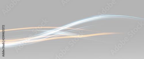 Foto Parallel luminous curves with bright flowing streaks expressing motion, speed an