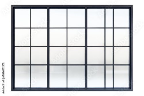 Modern Industrial Style Window with Many Panes and Thin Black Frame