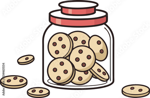 Cute Cookie Jar Illustration with Cookies on White Background