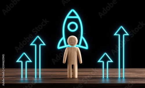 Career Growth and Business Success Concept with Rocket