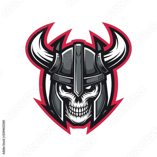 Viking Skull Helmet Illustration Design.