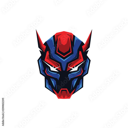 Robot Head with Red Blue Colors.