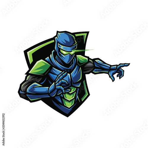 Blue superhero character in armor pointing.