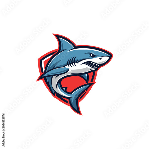 Cartoon shark with sharp teeth.
