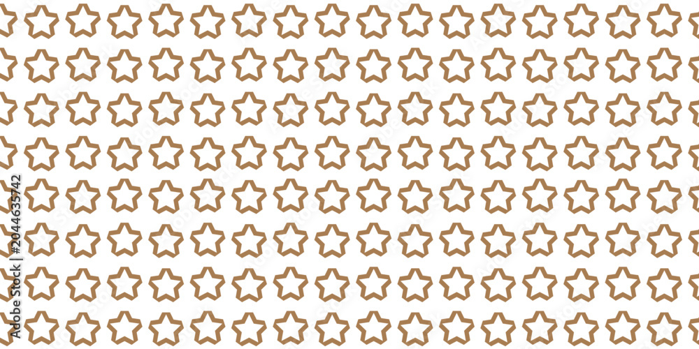 Fototapeta premium Seamless pattern of simple brown star outlines on a white background.