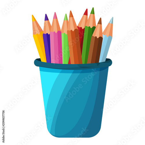 Εκτύπωση καμβά Colored pencils in a cup