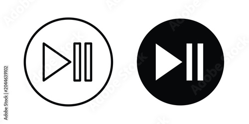 Fotografie Play pause icon editable. Vector pack in black