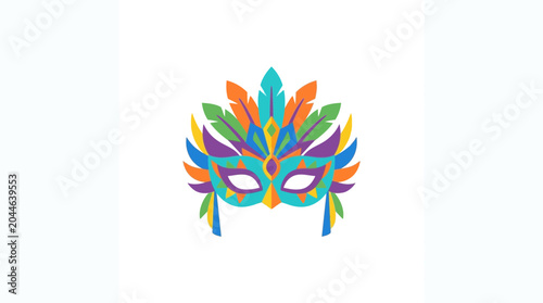 Foto Colorful Carnival Masquerade Mask with Vibrant Feathers