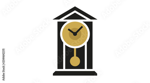 Antique Grandfather Clock with Pendulum and Clock Face.